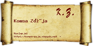Komsa Zója névjegykártya